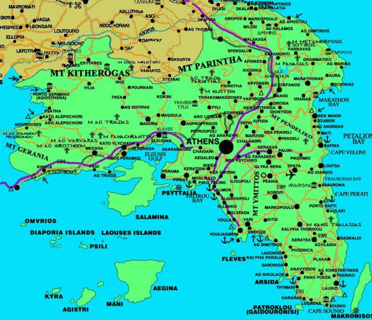 Attica Mapa Tica Gr Cia Mapa Sul Da Europa Europa   Attica Mapa 