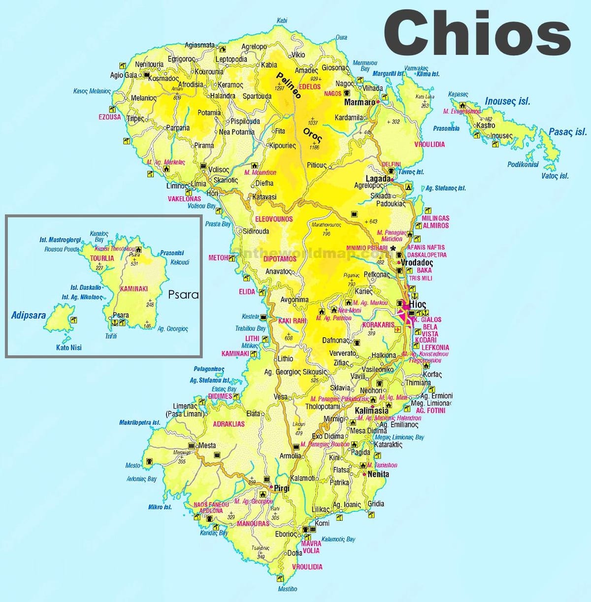 mapa de chios, Grécia