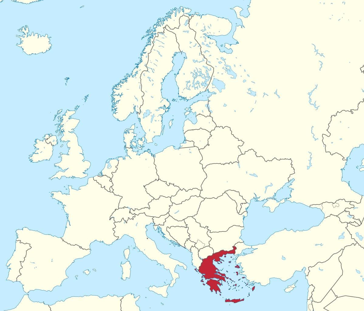 Grécia na Europa mapa