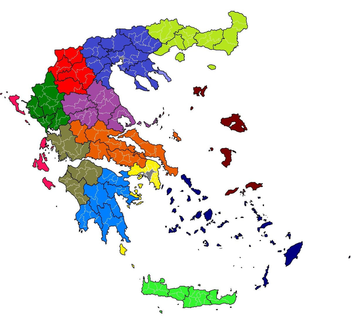 Hellas municípios mapa