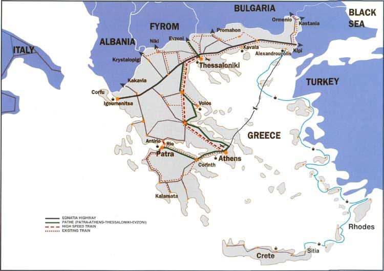trens na Grécia mapa