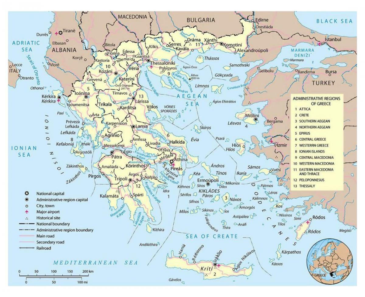mapa da Grécia aeroportos