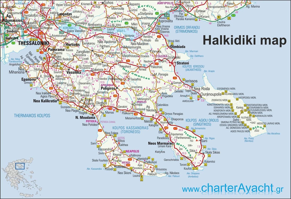 mapa da Grécia Halkidiki