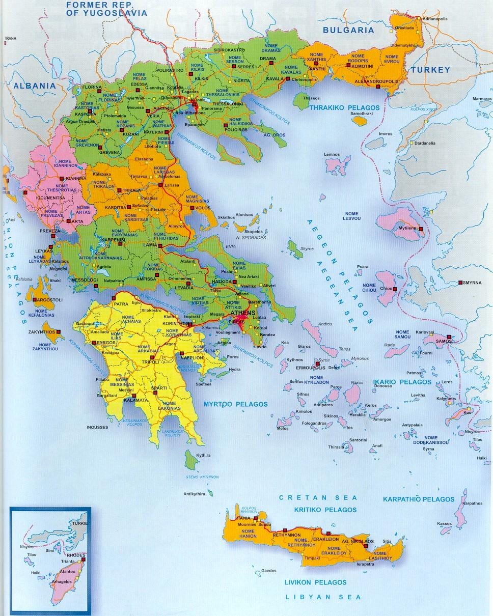 mapa da Grécia e ilhas gregas