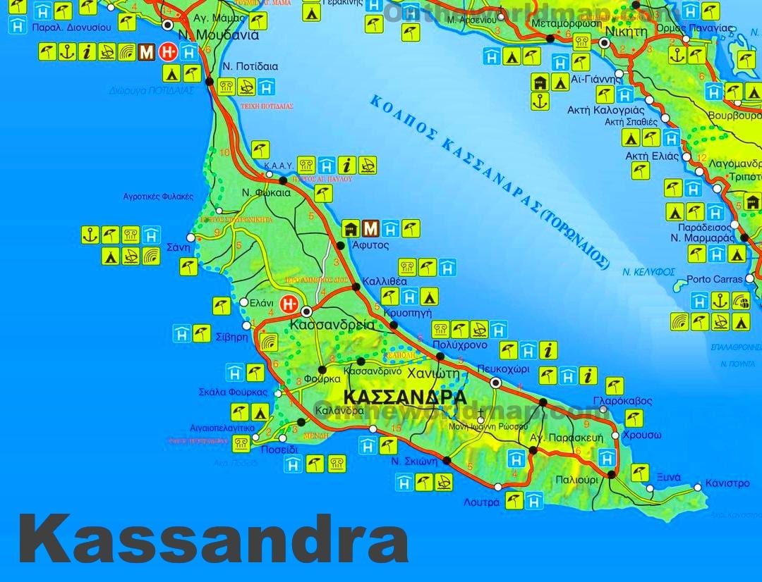 mapa de kassandra Grécia