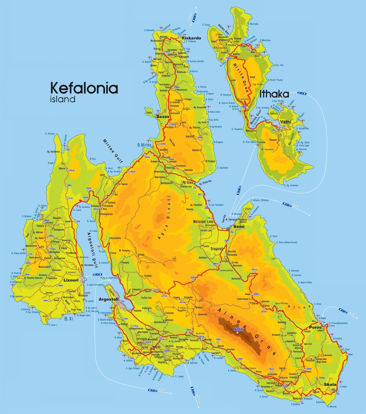 mapa de Kefalonia Grécia