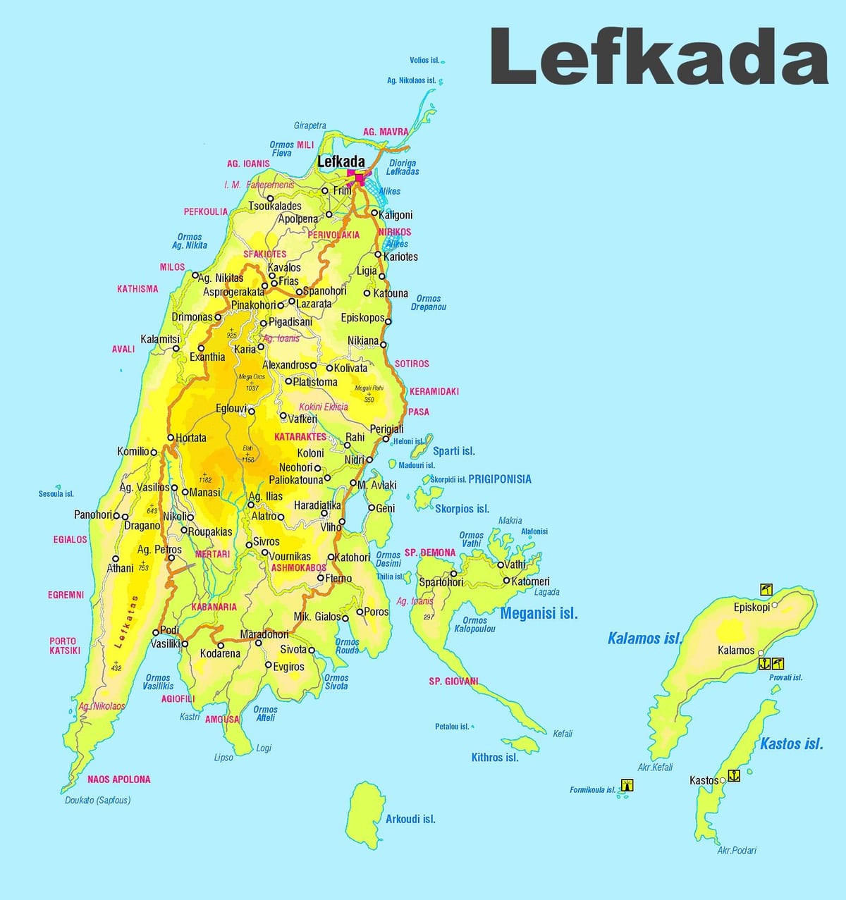 Grécia Lefkada mapa
