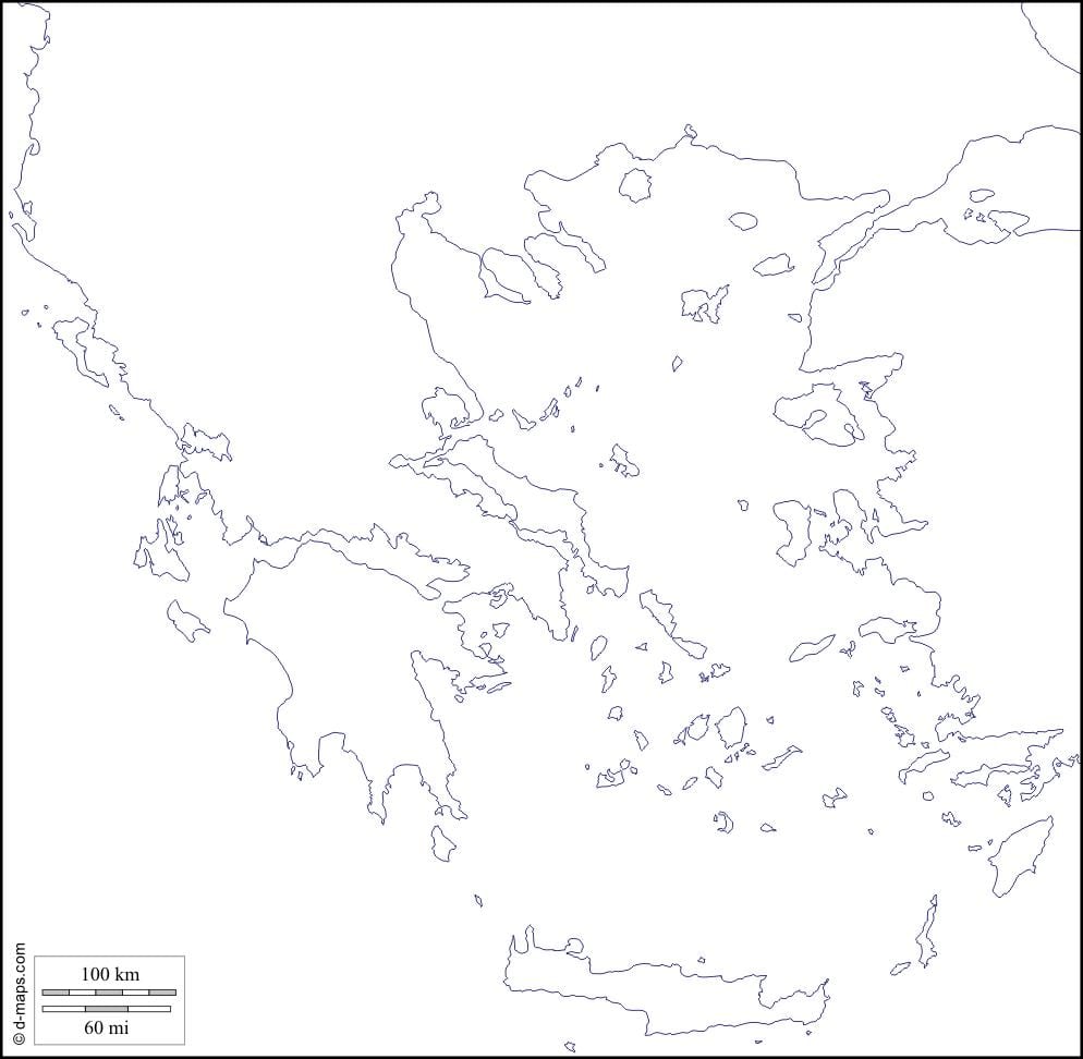 Grécia mapa em branco