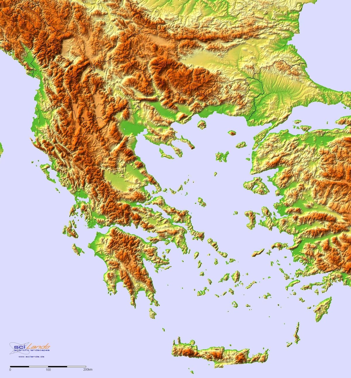 mapa topográfico Grécia