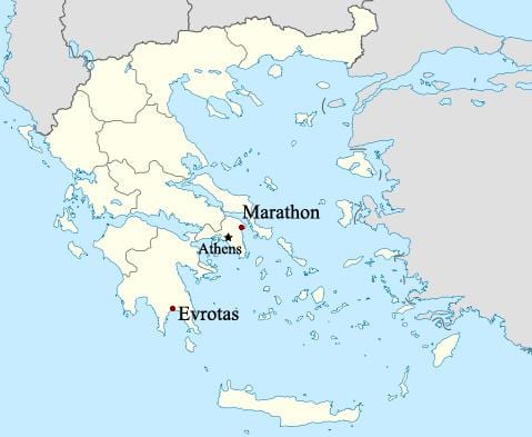 mapa de Maratona, Grécia