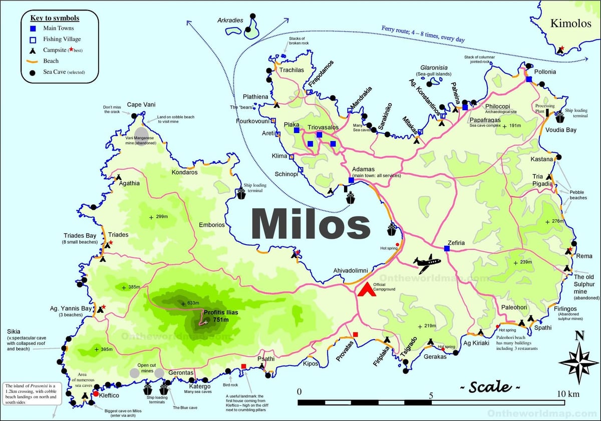 mapa de milos, Grécia