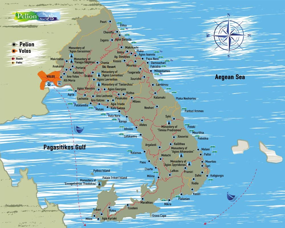 Pelion mapa da Grécia