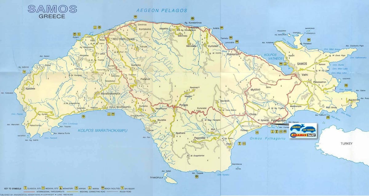 mapa de Samos, Grécia