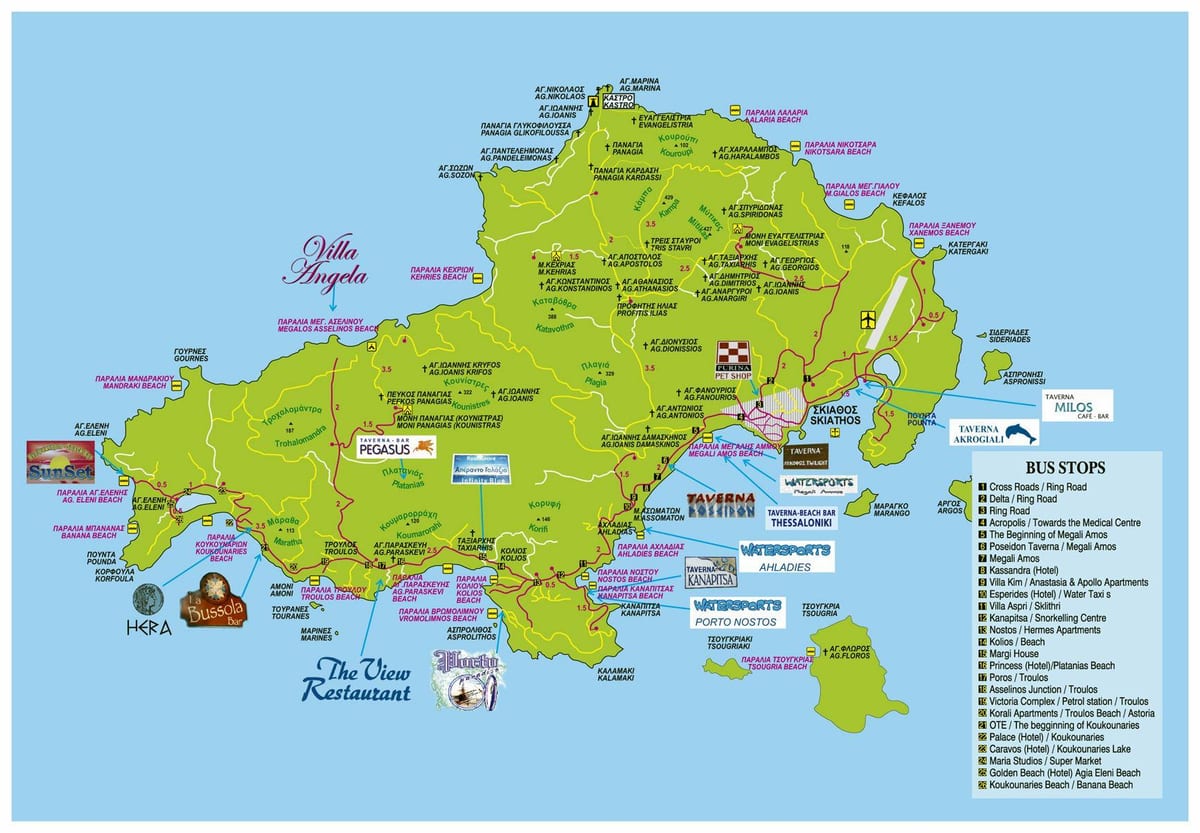 Skiathos mapa da Grécia