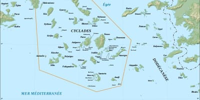 Mapa de ilhas gregas das Cíclades