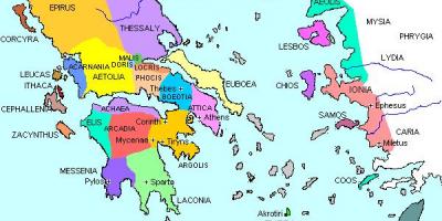 Cidade grega estados mapa - Mapa da cidade grega estados (Sul da Europa ...