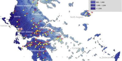 Hellas chuva mapa