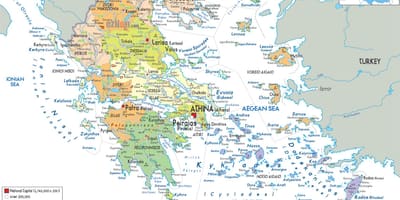 Mapa da Grécia, com as cidades
