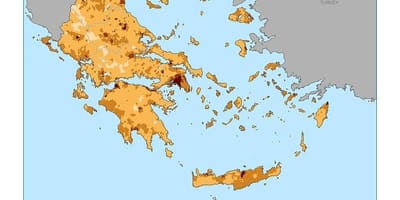 Densidade populacional mapa da Grécia