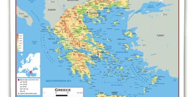 Mapa físico da Grécia