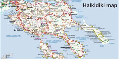 Mapa da Grécia Halkidiki