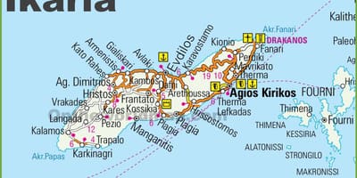 Mapa de Ikaria Grécia
