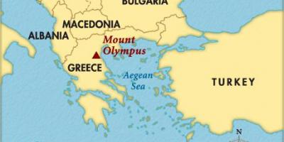 Mapa do monte Olimpo na Grécia
