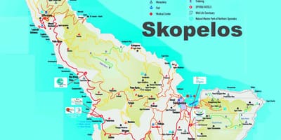 Skopelos mapa de ilhas gregas